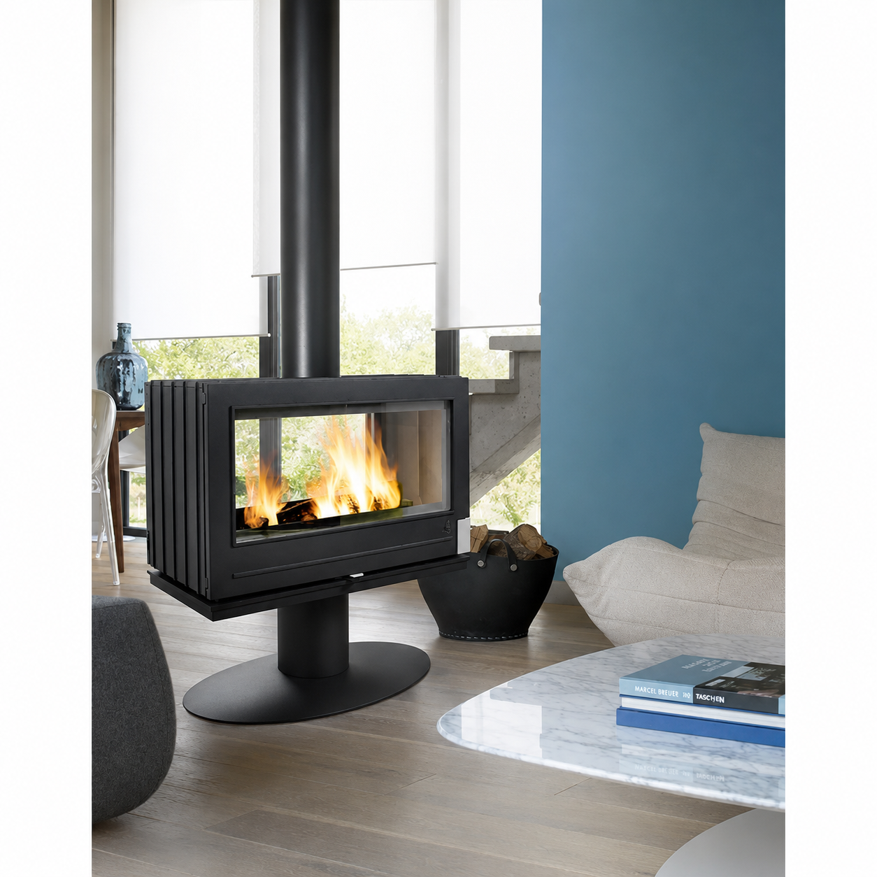 Invicta Nelson 36" Contemporary Double Sided Cast Iron Wood Stove
