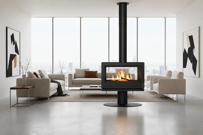 Invicta Nelson 36" Contemporary Double Sided Cast Iron Wood Stove