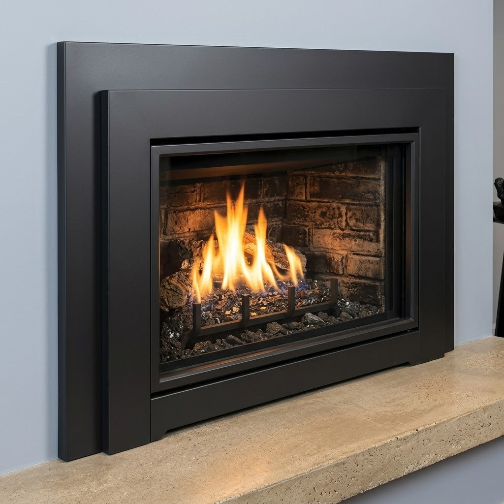 Kingsman I44SPF4436BL 44" x 36" Black Picture Frame Surround for IDV44 Fireplace Insert
