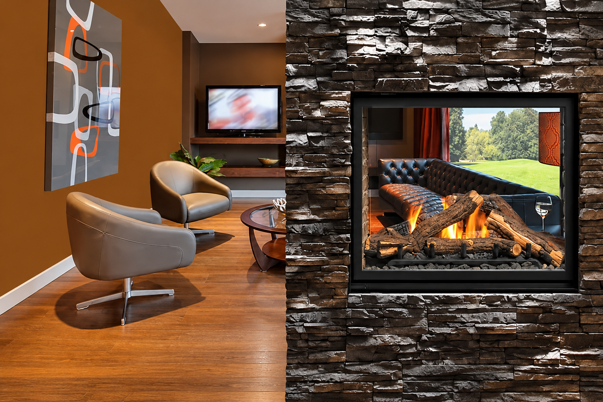Kingsman MCVST42 43" Zero Clearance Direct Vent See Through Gas Fireplace