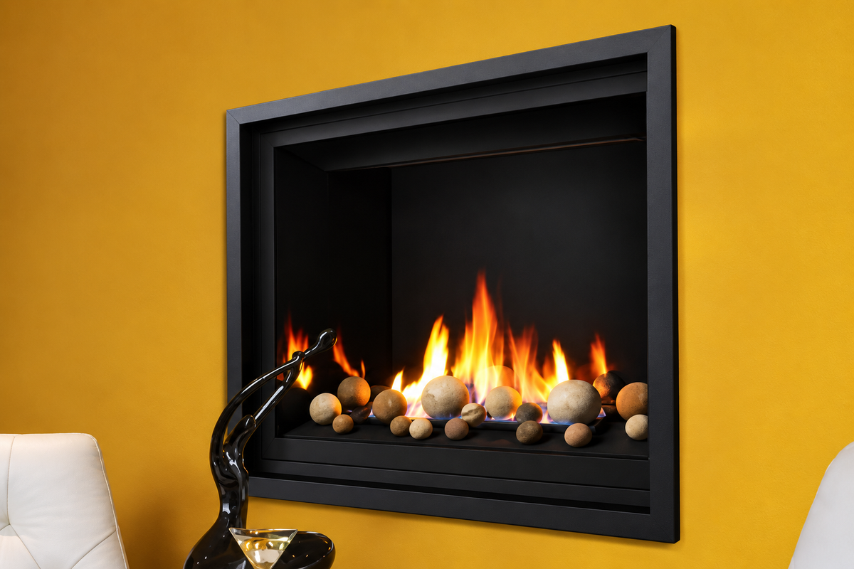 Kingsman ZCV39S2PFBL 36" x 32" Picture Frame Surround for Direct Vent/Vent Free Fireplace
