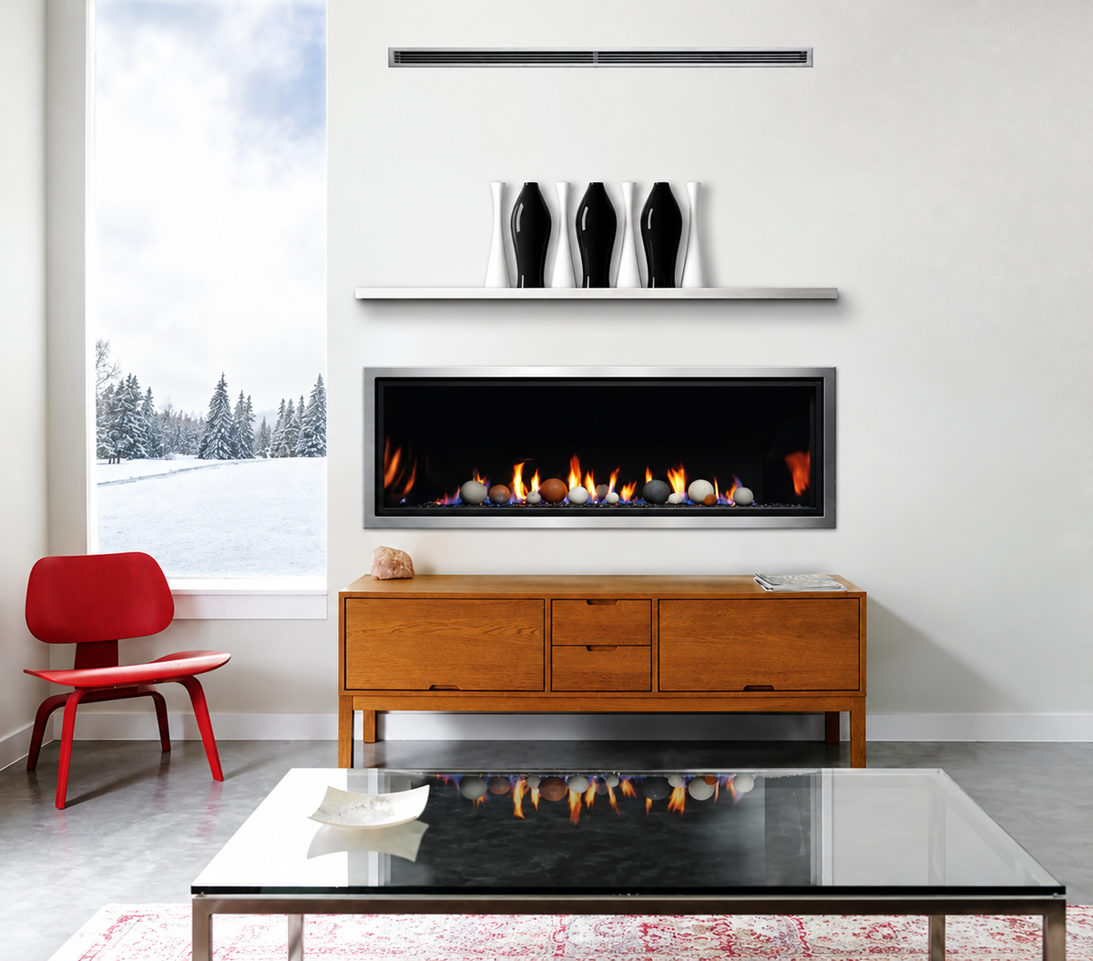 Kingsman ZCVRB60 60" Zero Clearance Direct Vent Linear Gas Fireplace