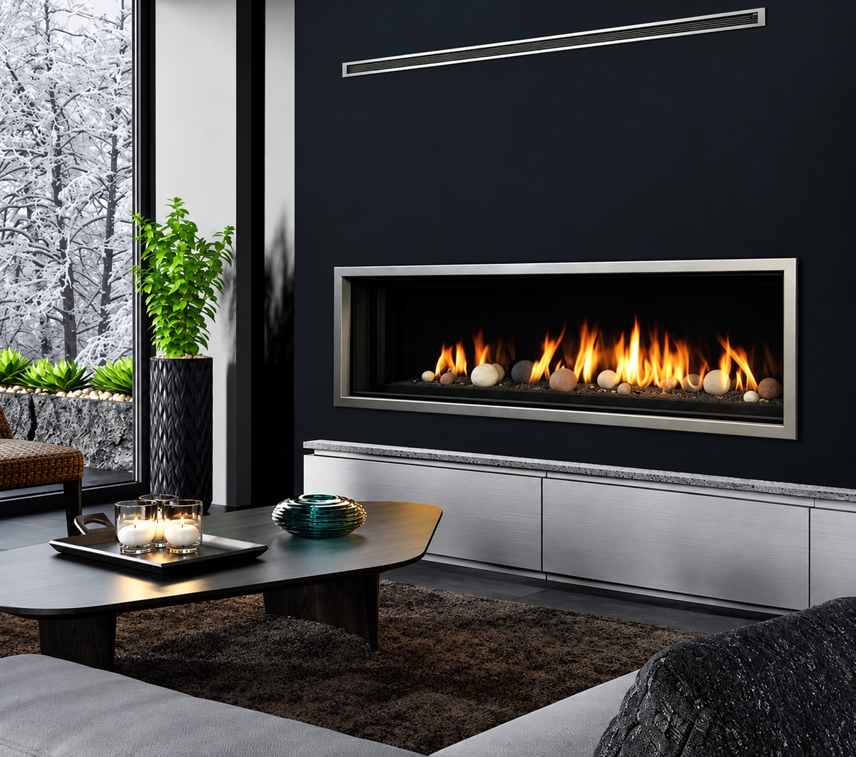 Kingsman ZCVRB72 72" Zero Clearance Direct Vent Linear Gas Fireplace