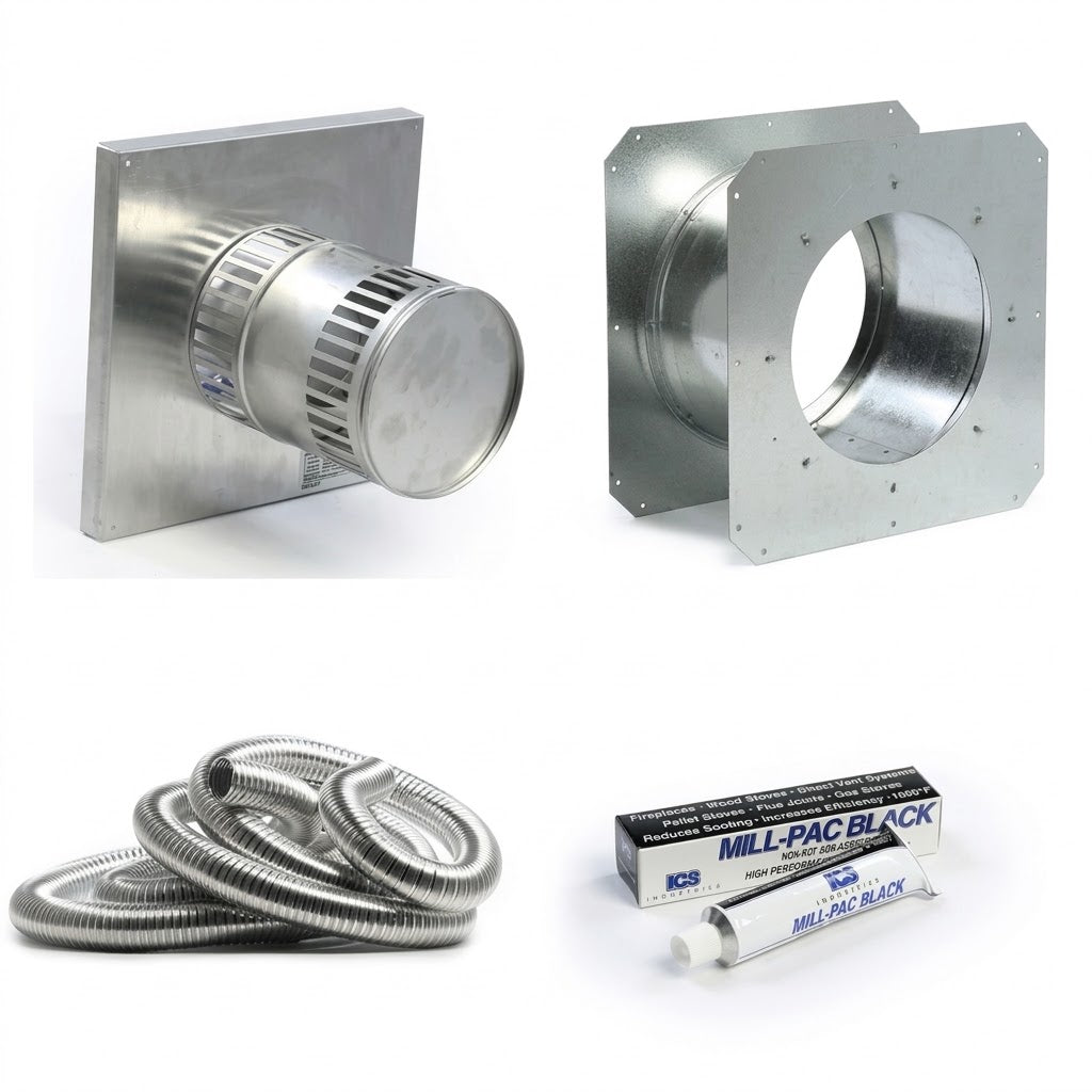 Kingsman ZDVHSKSQ5 60" Flex Pipe Horizontal Square Termination Vent Starter Kit