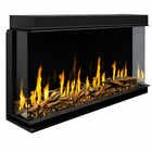 Modern Flames Orion 120" Heliovision Multi-Sided Linear Electric Fireplace with TruWood Log Set and Taller Flames Upgrade (Clearance Offer)