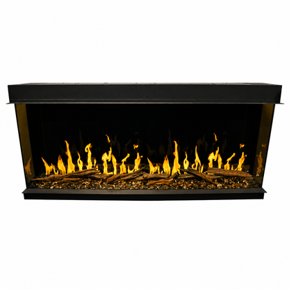 Modern Flames Orion 52" Heliovision Multi-Sided Linear Electric Fireplace with TruWood Log Set and Free Taller Flames Upgrade