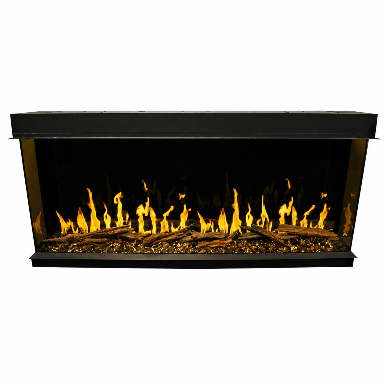 Modern Flames Orion 60" Heliovision Multi-Sided Linear Electric Fireplace with TruWood Log Set and Free Taller Flames Upgrade