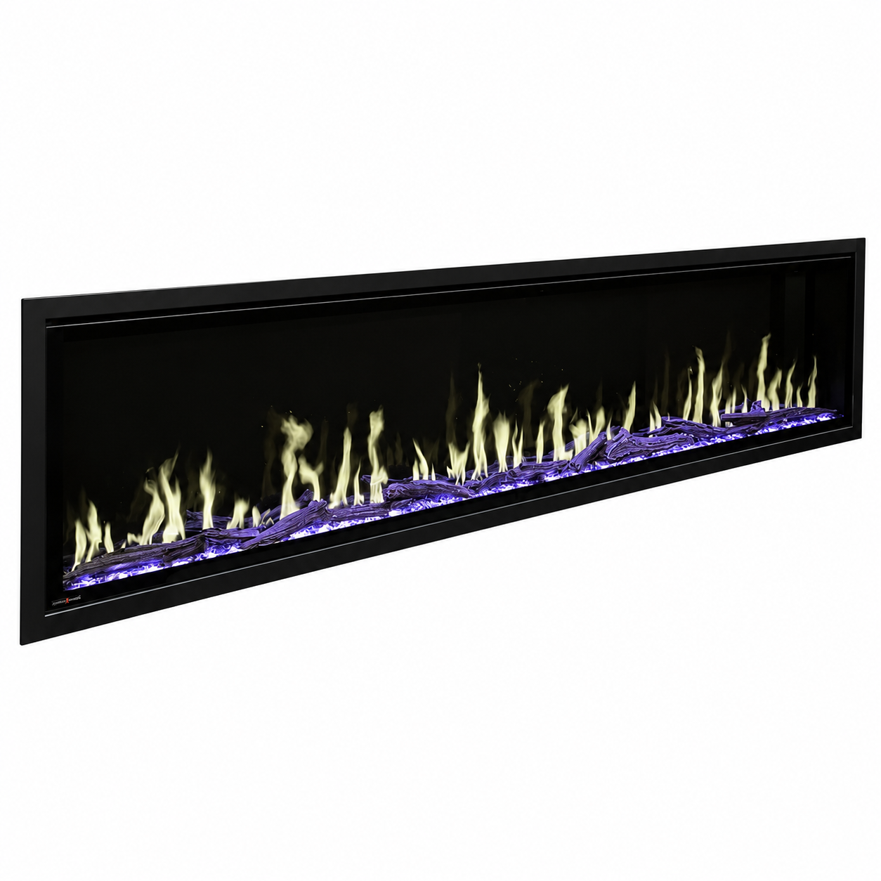 Modern Flames Orion Slim 100" Heliovision Linear Electric Fireplace with TruWood Log Set and Taller Flames Upgrade