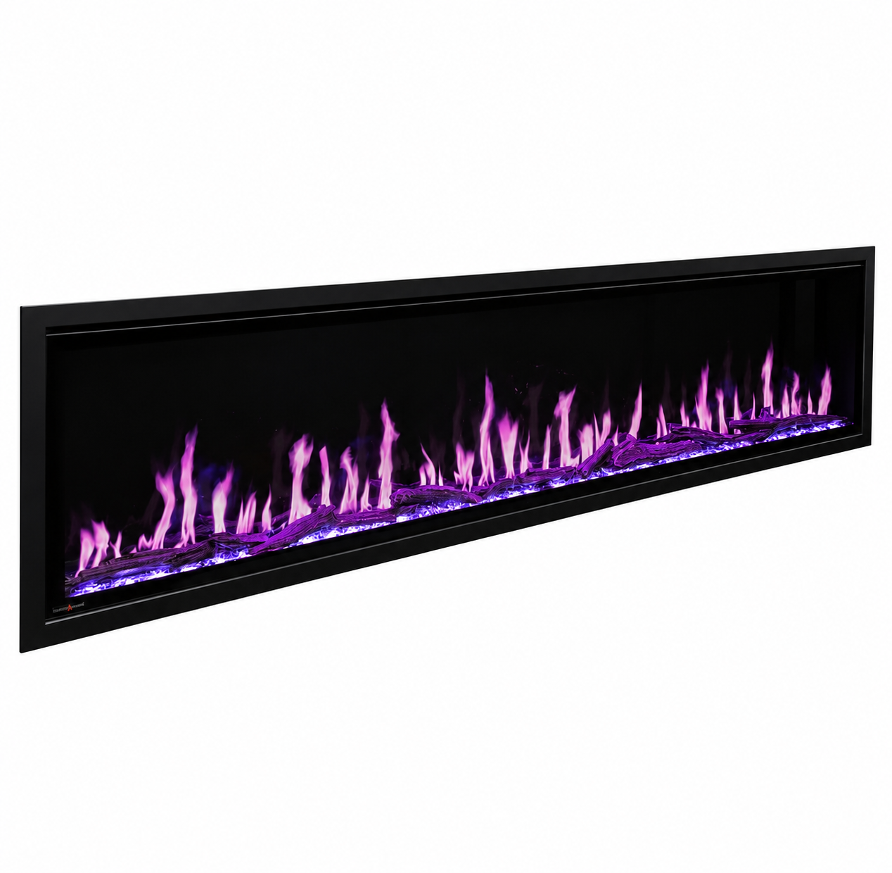 Modern Flames Orion Slim 100" Heliovision Linear Electric Fireplace with TruWood Log Set and Taller Flames Upgrade
