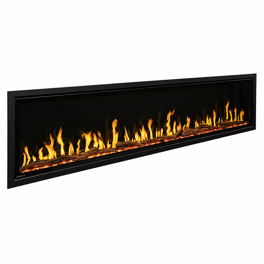 Modern Flames Orion Slim 52" Heliovision Linear Electric Fireplace with TruWood Log Set and Taller Flames Upgrade