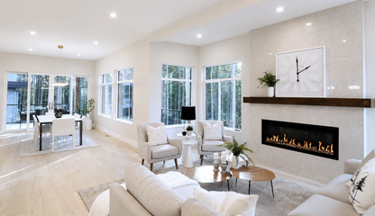 Modern Flames Orion Slim 52" Heliovision Linear Electric Fireplace with TruWood Log Set and Taller Flames Upgrade