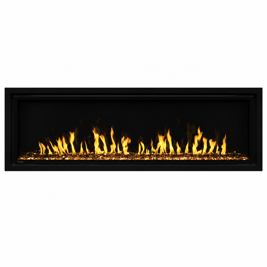 Modern Flames Orion Slim 60" Heliovision Linear Electric Fireplace with TruWood Log Set and Taller Flames Upgrade