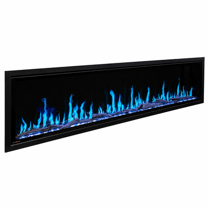 Modern Flames Orion Slim 60" Heliovision Linear Electric Fireplace with TruWood Log Set and Taller Flames Upgrade