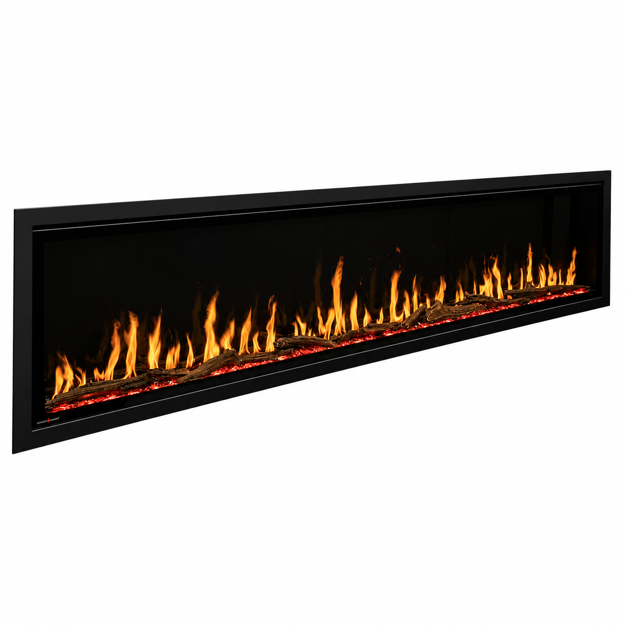 Modern Flames Orion Slim 76" Heliovision Linear Electric Fireplace with TruWood Log Set and Taller Flames Upgrade