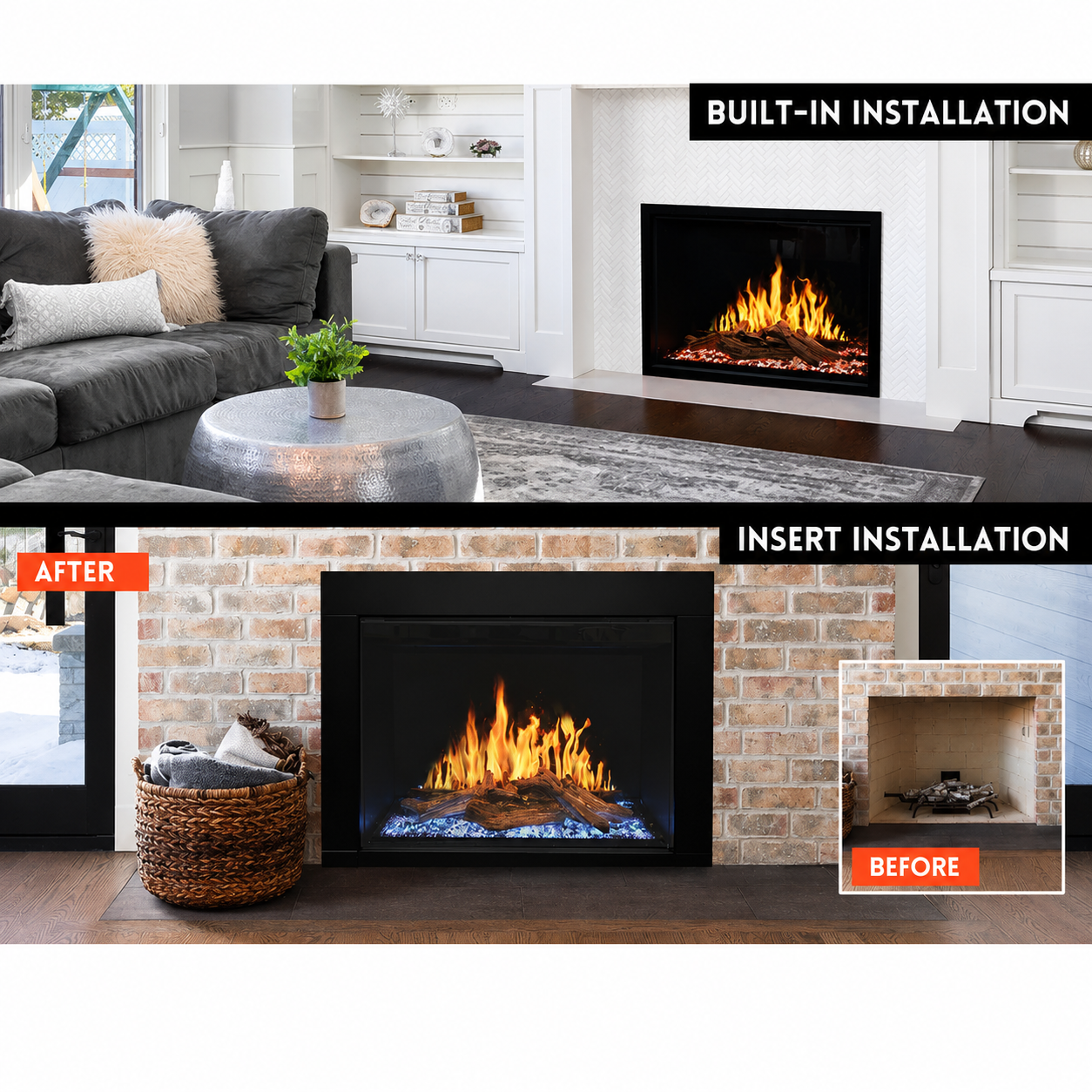 Modern Flames Orion Traditional OR30-TRAD 30" Built-In Electric Fireplace Insert with TruWood Log Set