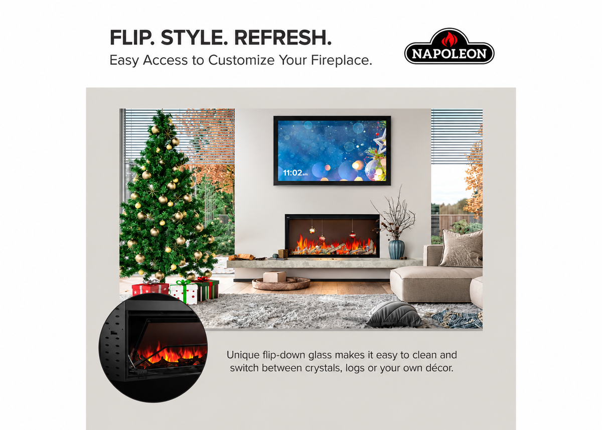 Napoleon NEFB74AB Astound 74" Built-in Linear Electric Fireplace With Wi-Fi Connectivity