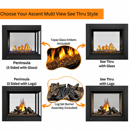 Napoleon Ascent Multi-View 43" Direct Vent See-Through Gas Fireplace with Electronic Ignition