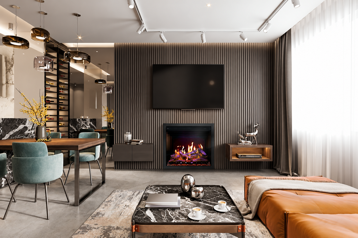 Napoleon Elevation X 36" Built-in Electric Fireplace with Oak Logs and Remote Control