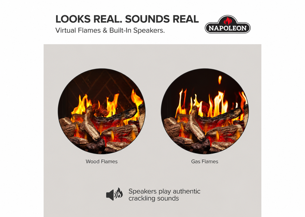 Napoleon Elevation X 36" Built-in Electric Fireplace with Oak Logs and Remote Control