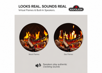 Napoleon Elevation X 36" Built-in Electric Fireplace with Oak Logs and Remote Control