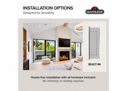 Napoleon Elevation X 42" Built-in Electric Fireplace with Oak Logs and Remote Control
