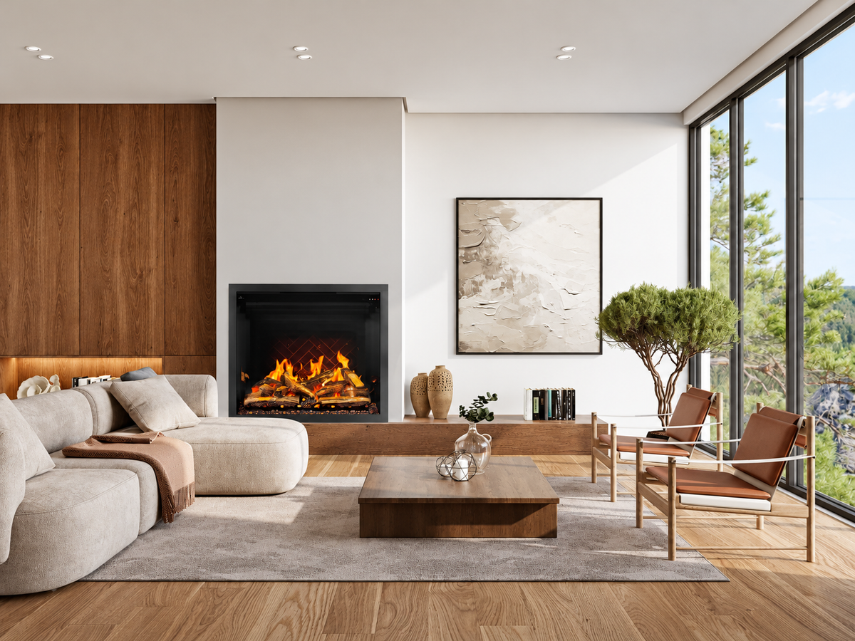 Napoleon Elevation X 42" Built-in Electric Fireplace with Oak Logs and Remote Control