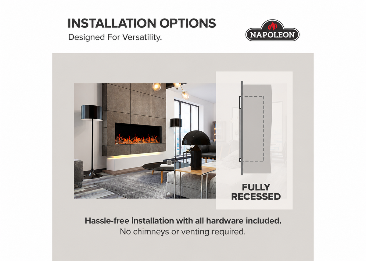 Napoleon Luminex 65" LCD Built-in Multi-Sided Linear Smart Electric Fireplace