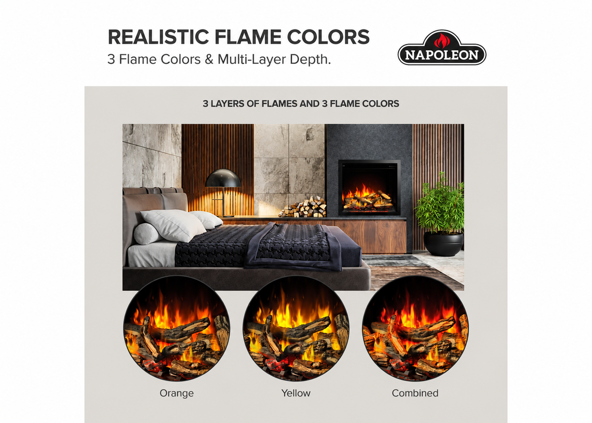 Napoleon NEFB36H-MF Elevation 36" Built-in Electric Fireplace with Oak Logs and Remote Control