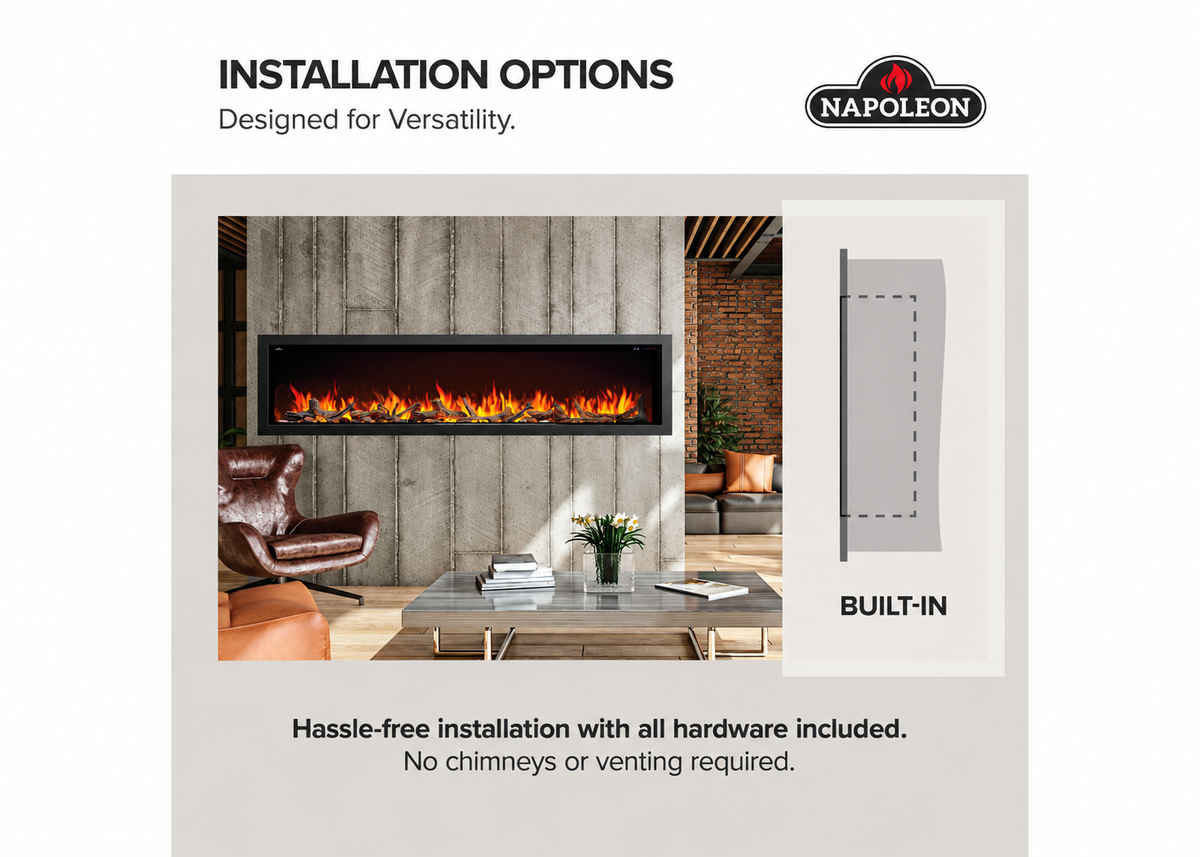 Napoleon NEFB50AB Astound 50" Built-in Linear Electric Fireplace With Wi-Fi Connectivity