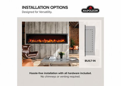 Napoleon NEFB74AB Astound 74" Built-in Linear Electric Fireplace With Wi-Fi Connectivity