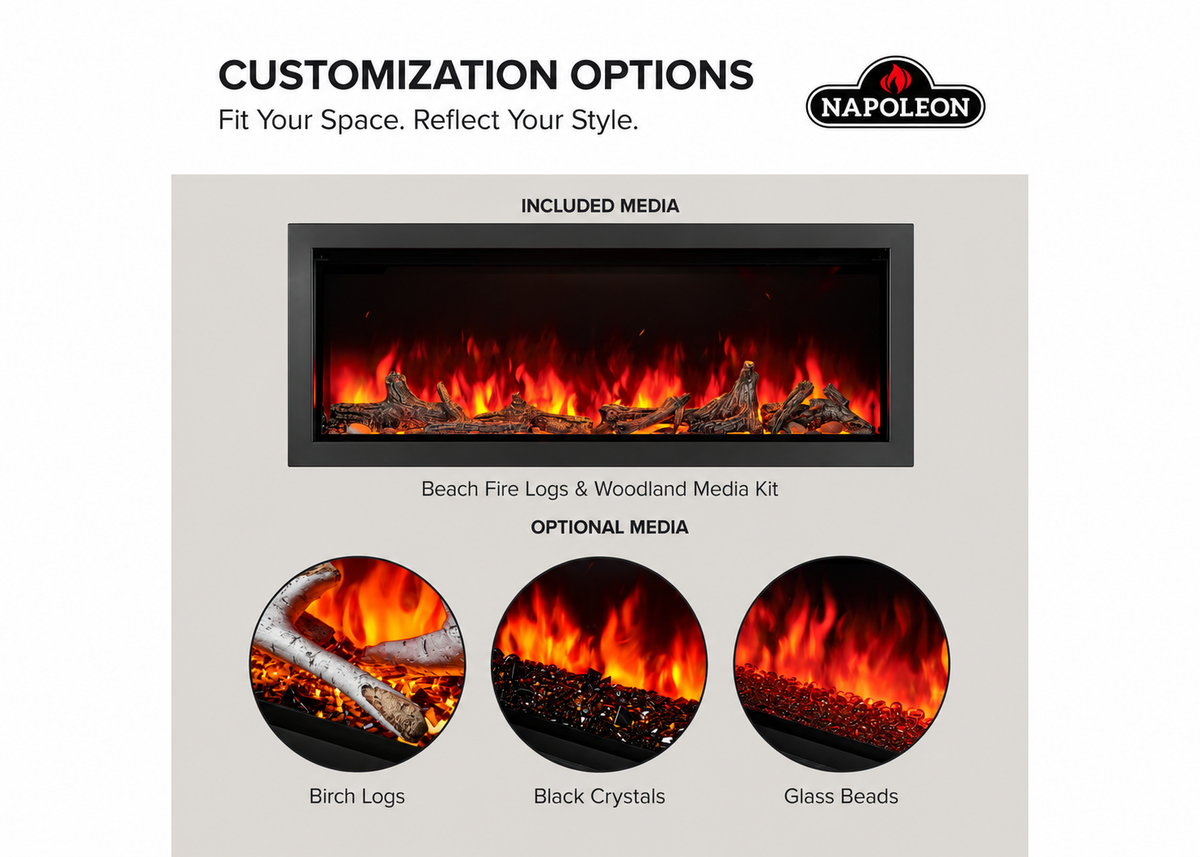 Napoleon NEFB96AB Astound 96" Built-in Linear Electric Fireplace With Wi-Fi Connectivity