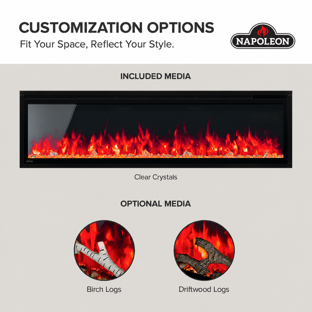 Napoleon NEFL50CFH-1 Entice 50" Wall-Hanging Linear Electric Fireplace