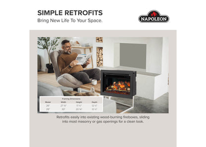 Napoleon Rosedale 3 Built-in 29" Electric Fireplace with Logs and Remote