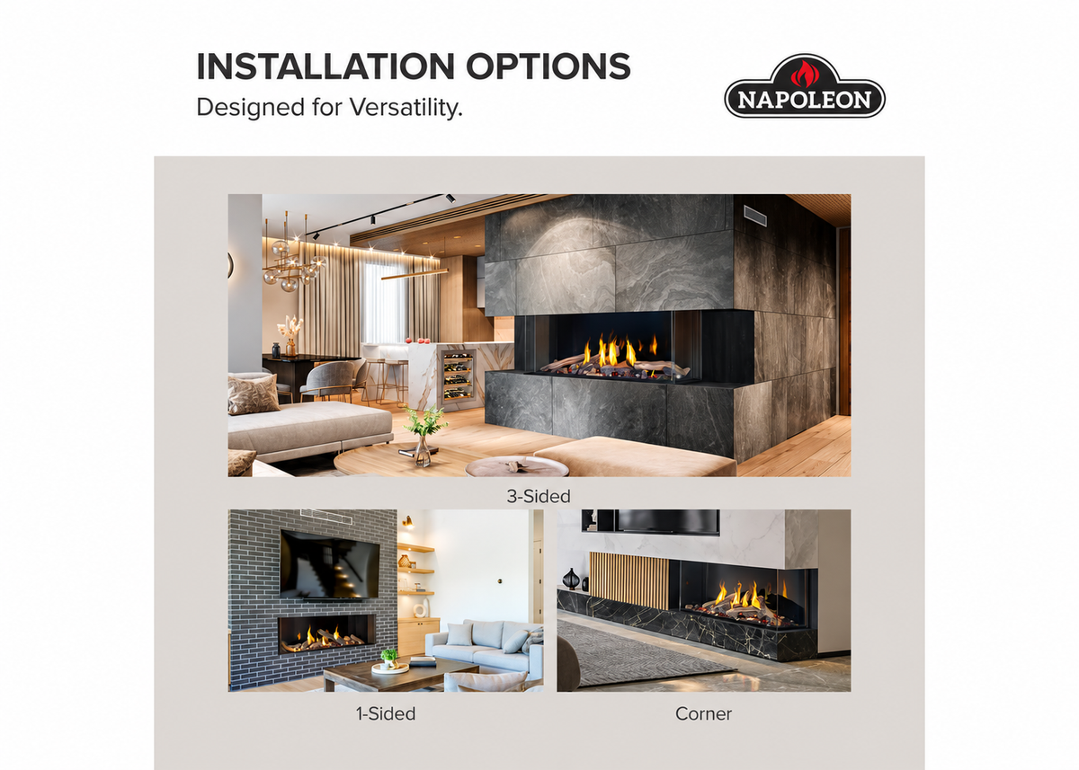 Napoleon Tall Bay Luxuria 50" Multi Sided Direct Vent Linear Gas Fireplace with Electronic Ignition