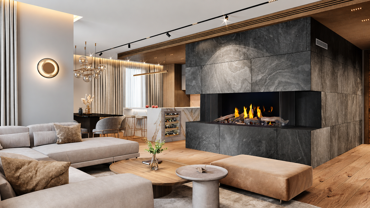 Napoleon Tall Bay Luxuria 62" Multi Sided Direct Vent Linear Gas Fireplace with Electronic Ignition