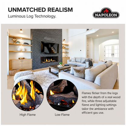 Napoleon Tall Bay Luxuria 62" Multi Sided Direct Vent Linear Gas Fireplace with Electronic Ignition