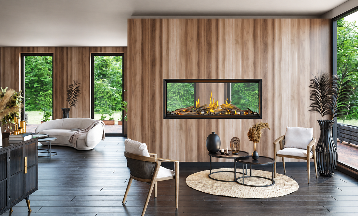 Napoleon Tall Linear Vector 50" See Through Direct Vent Gas Fireplace With Luminous Logs