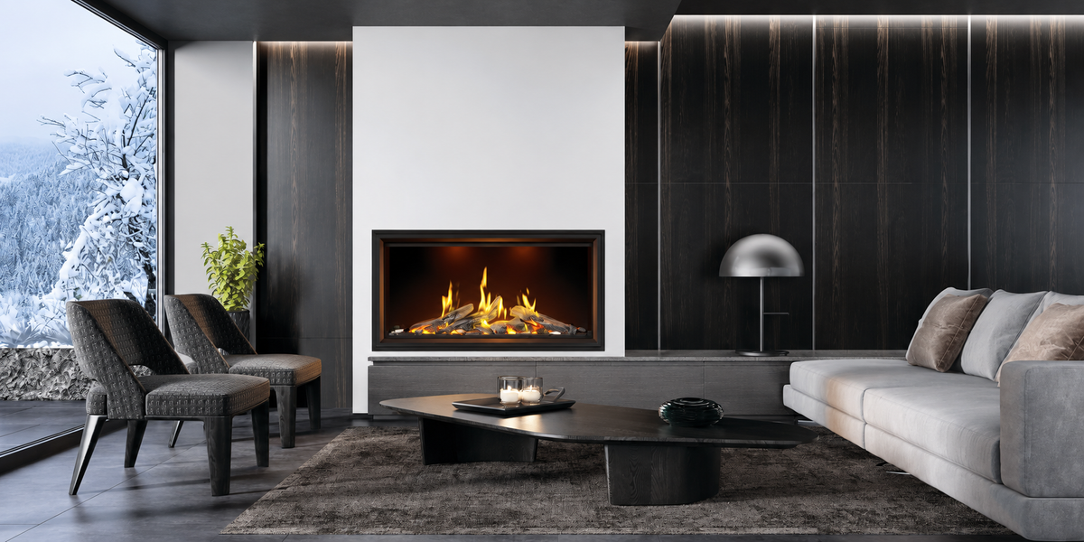Napoleon Tall Linear Vector 50" Single Sided Direct Vent Gas Fireplace With Luminous Logs