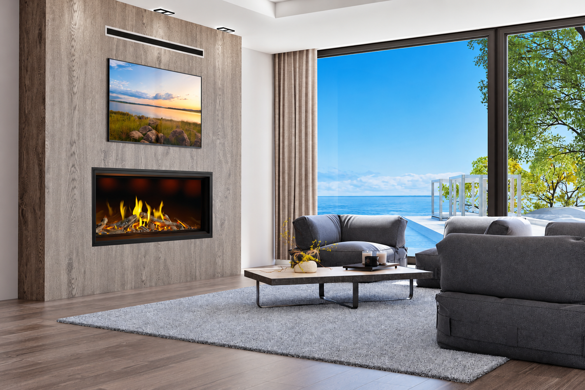 Napoleon Tall Linear Vector 62" Single Sided Direct Vent Gas Fireplace With Luminous Logs