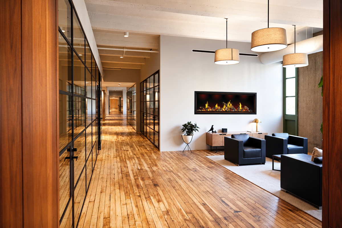 Napoleon Tall Linear Vector 74" Single Sided Direct Vent Gas Fireplace With Luminous Logs