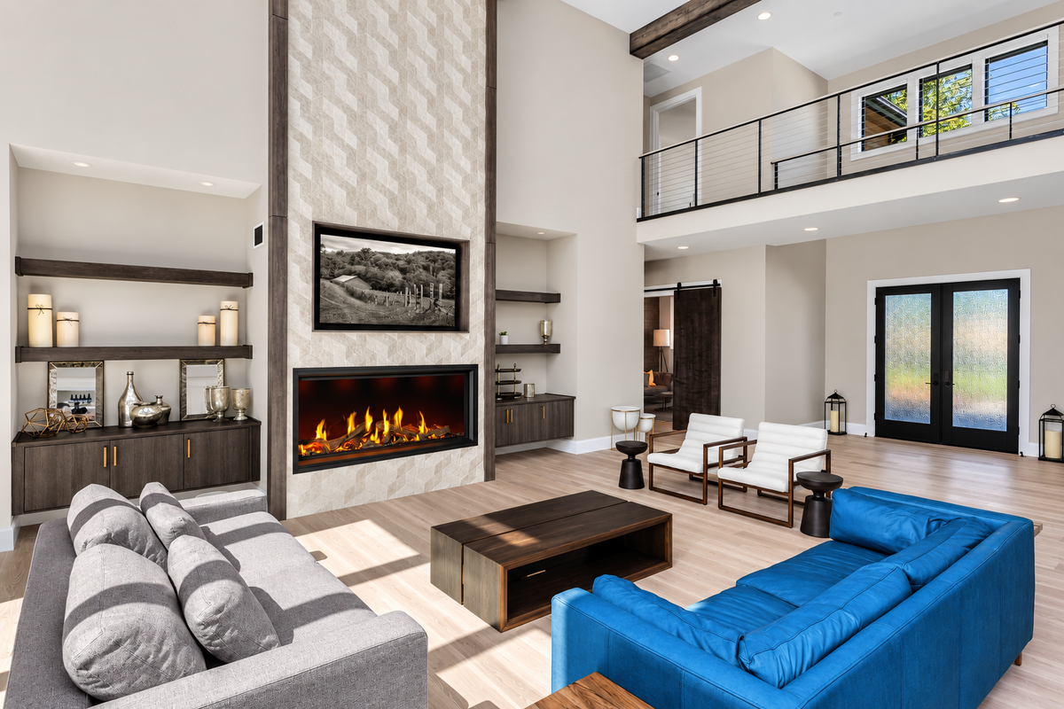 Napoleon Tall Linear Vector 74" Single Sided Direct Vent Gas Fireplace With Luminous Logs