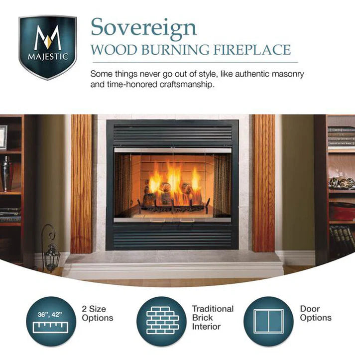 Majestic Sovereign Heat Circulating Traditional 36" Wood Burning Fireplace