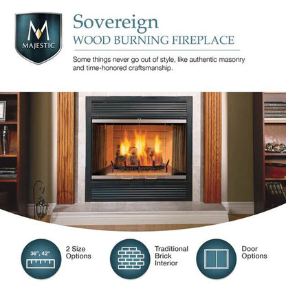 Majestic Sovereign Heat Circulating Traditional 36" Wood Burning Fireplace
