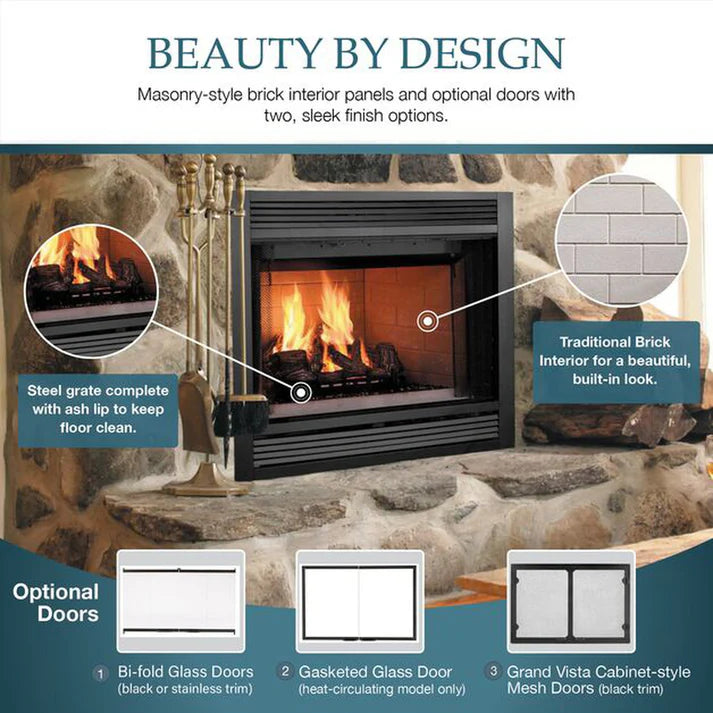 Majestic Sovereign Heat Circulating Traditional 36" Wood Burning Fireplace