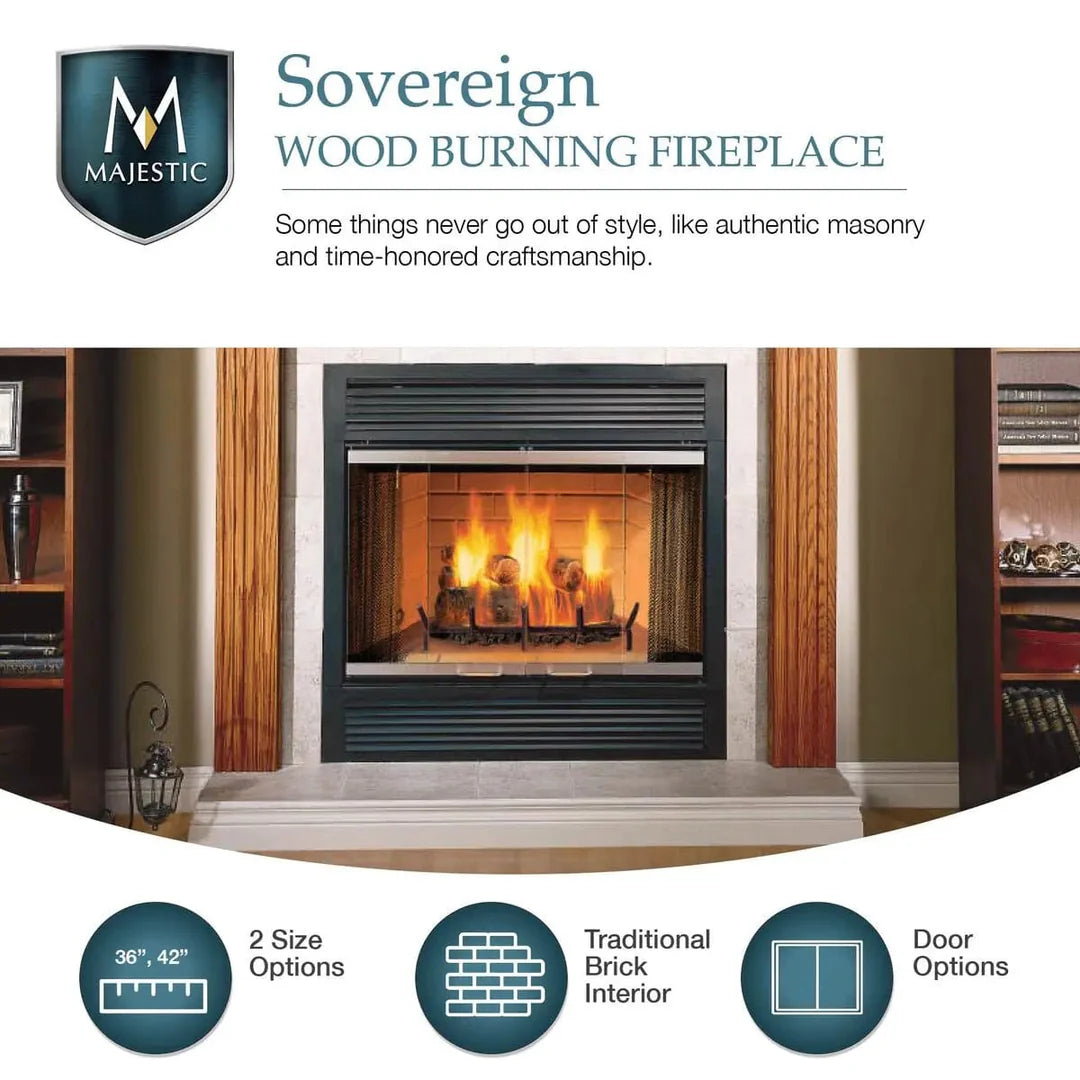 Majestic Sovereign Heat Circulating Traditional 42" Wood Burning Fireplace