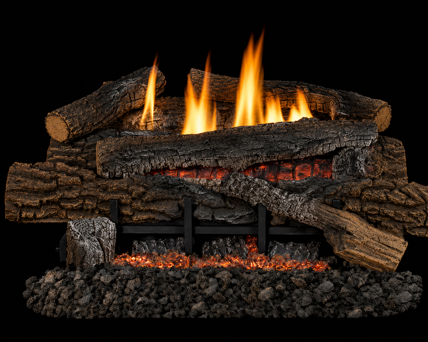Superior LBG18BM 18" Glow-Ramp Concrete Boulder Mountain Vent Free Log Set