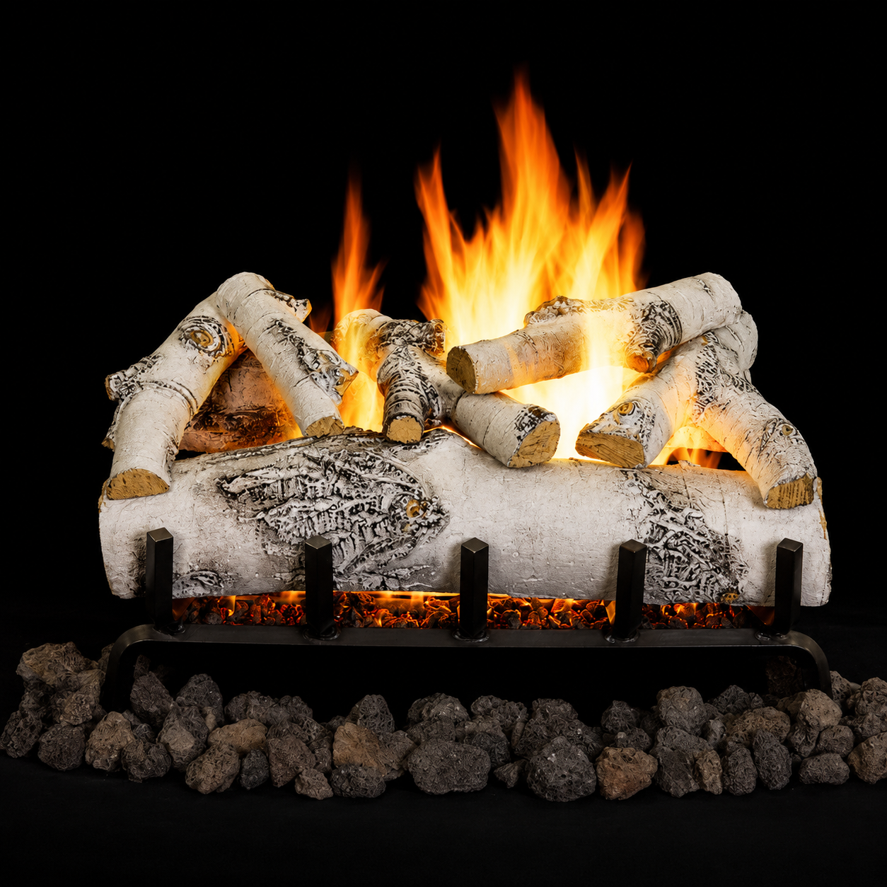 Superior ASHTONBIRCH36 Dual-Burner Series 36" Ashton White Birch Indoor 9-Piece Vented Gas Log Set