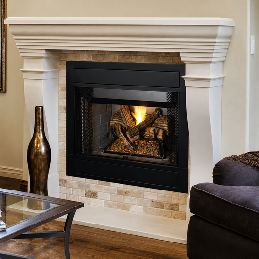 Superior BRT4342 42" Traditional B-Vent Gas Fireplace With White Stacked Refractory Panels