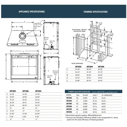 Superior DRT3045 45" Traditional Top/Rear Direct Vent Gas Fireplace