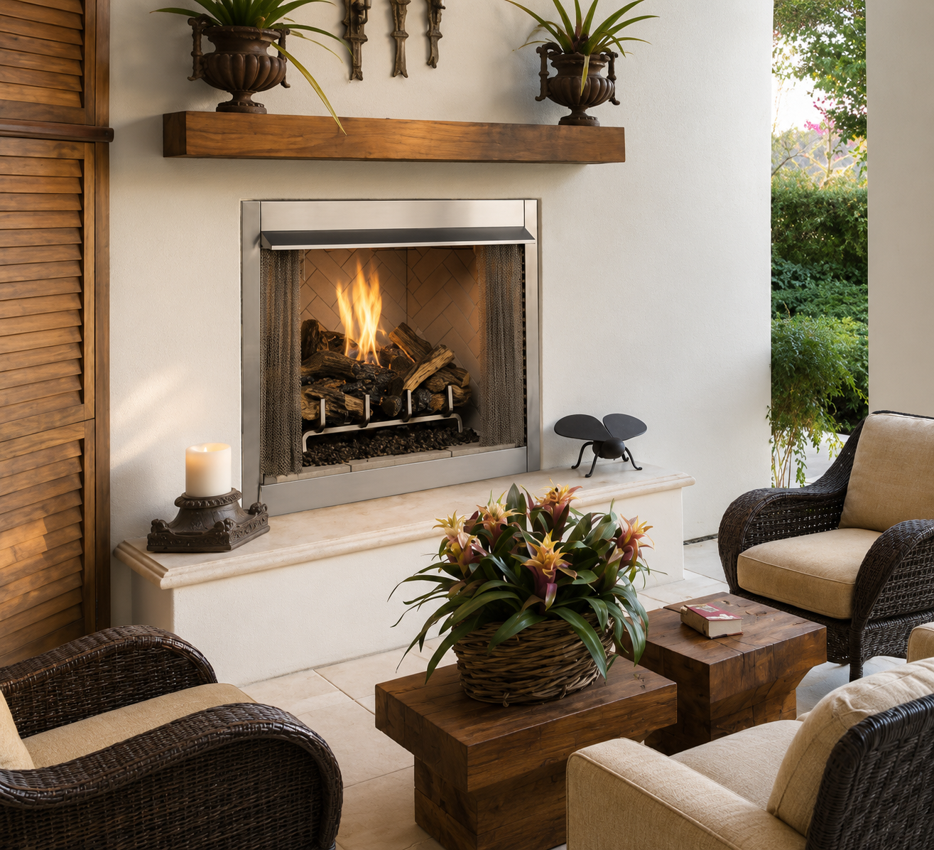 Superior VRE3236 36" Traditional Outdoor Vent-Free Gas Fireplace With Electronic Ignition and Refractory Panels
